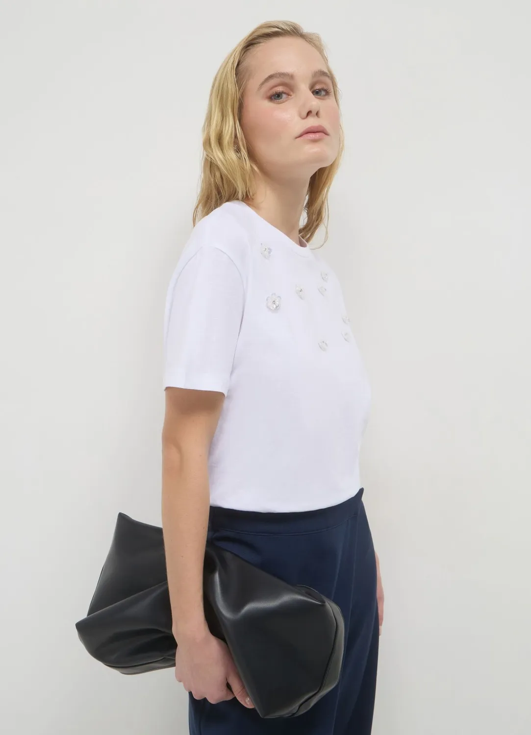 Calliope t-shirt fleurs appliquées femme coton