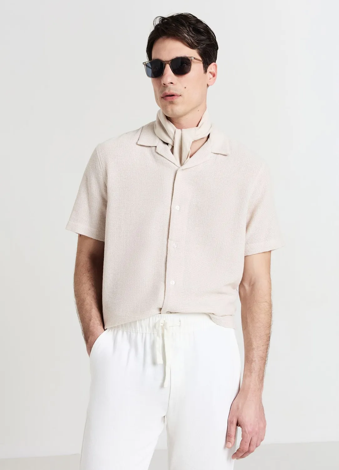 Calliope chemise bowling homme manches courtes coton uni