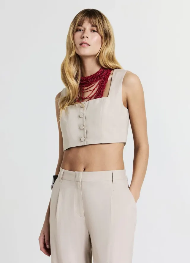 Calliope top court femme à boutons crop