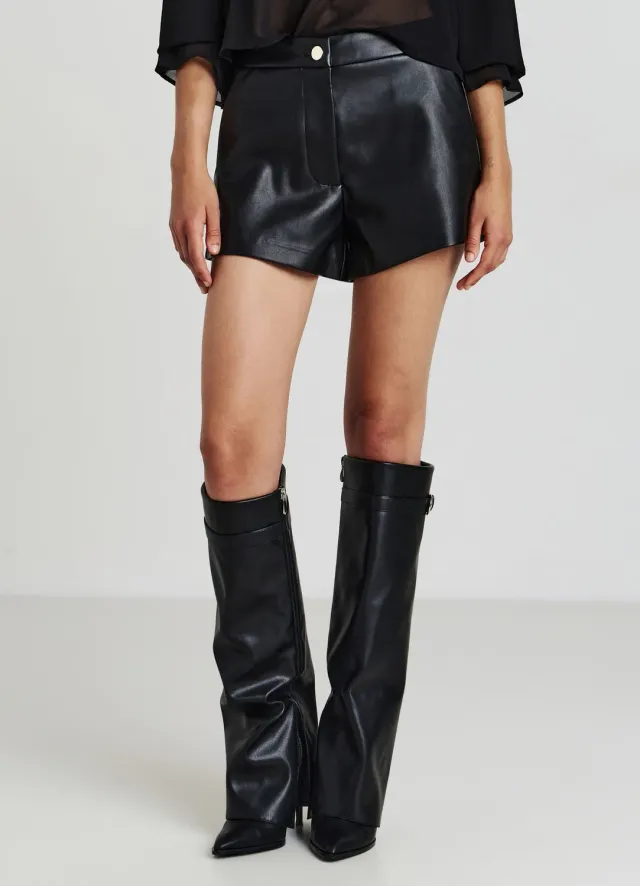 Calliope short effet cuir femme poches latérales