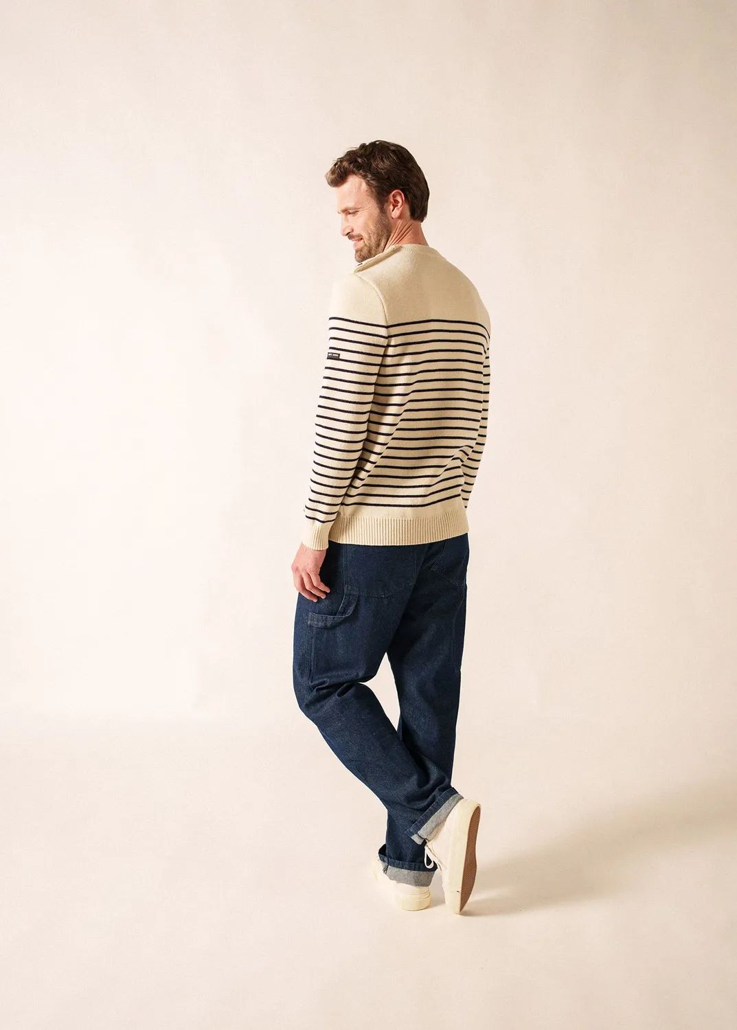Saint James Binic pull marin écru/marine pure laine