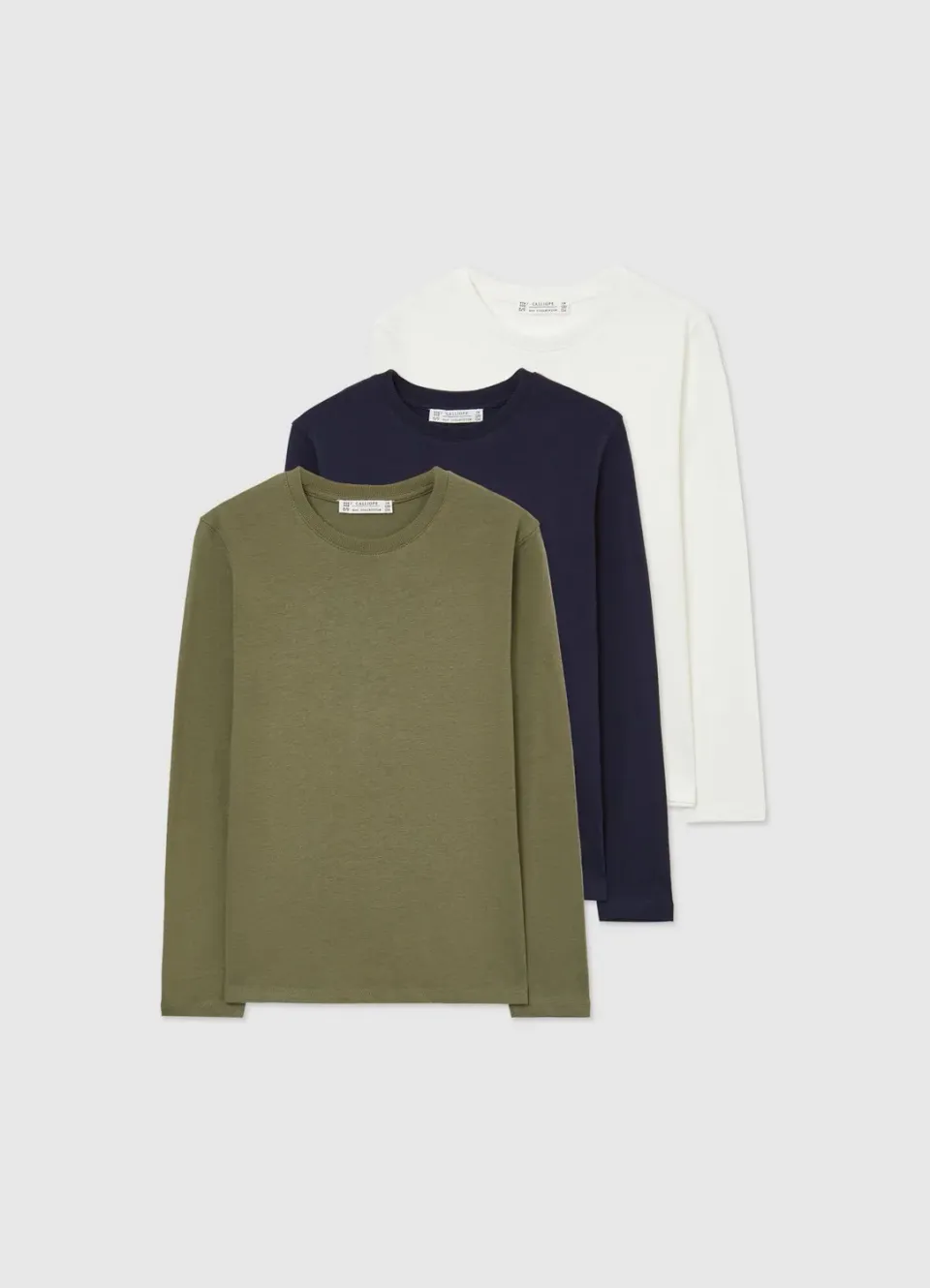 Calliope lot 3 t-shirts manches longues garçon uni