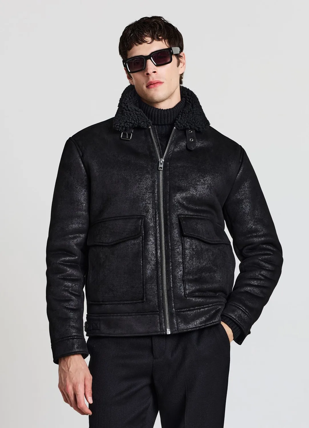 Calliope Veste homme effet mouton zippée chaude
