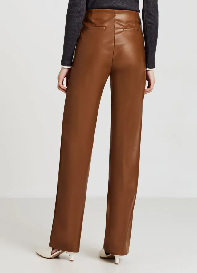 Calliope straight pantalon femme effet cuir noir