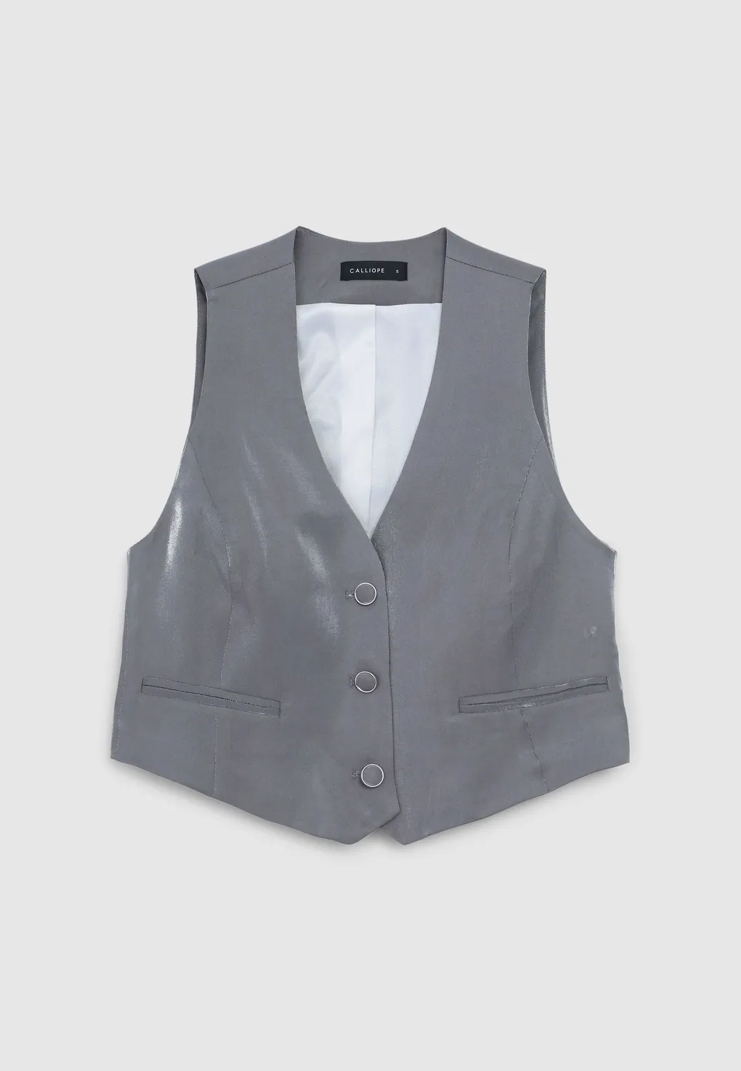 Calliope gilet col V femme tissu cangiante boutons