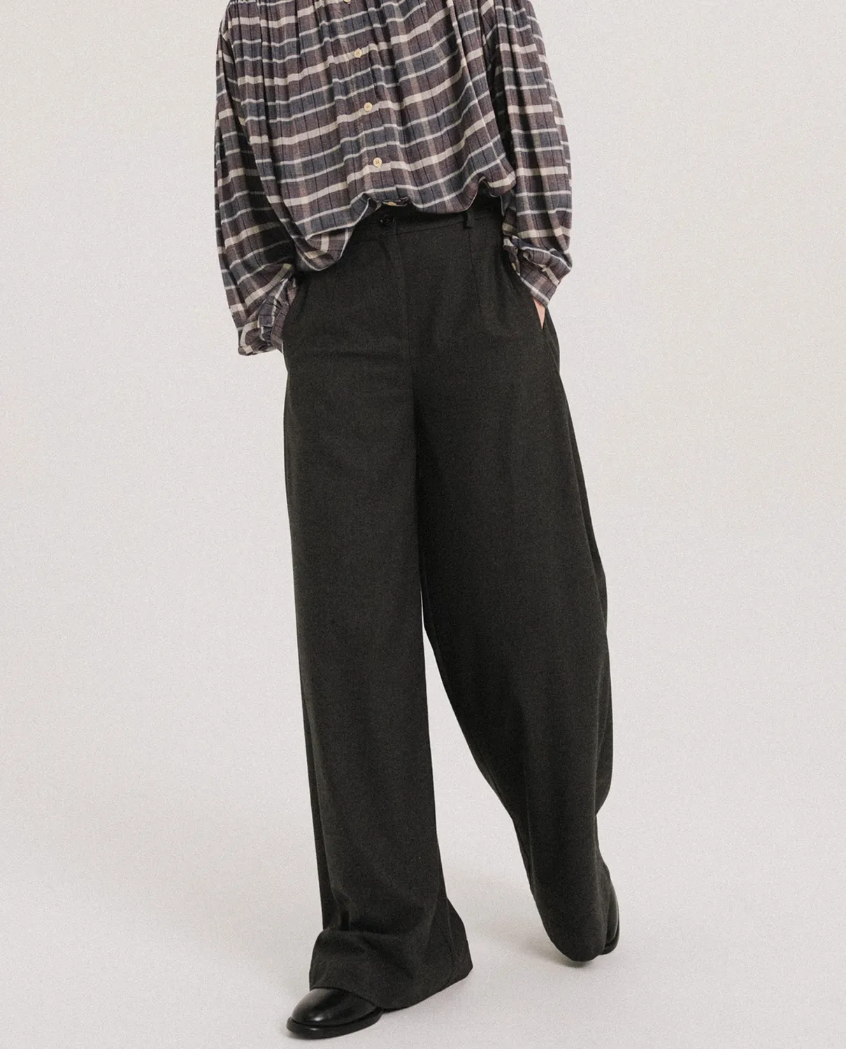 Tinsels Ejaz pantalon flanelle anthracite