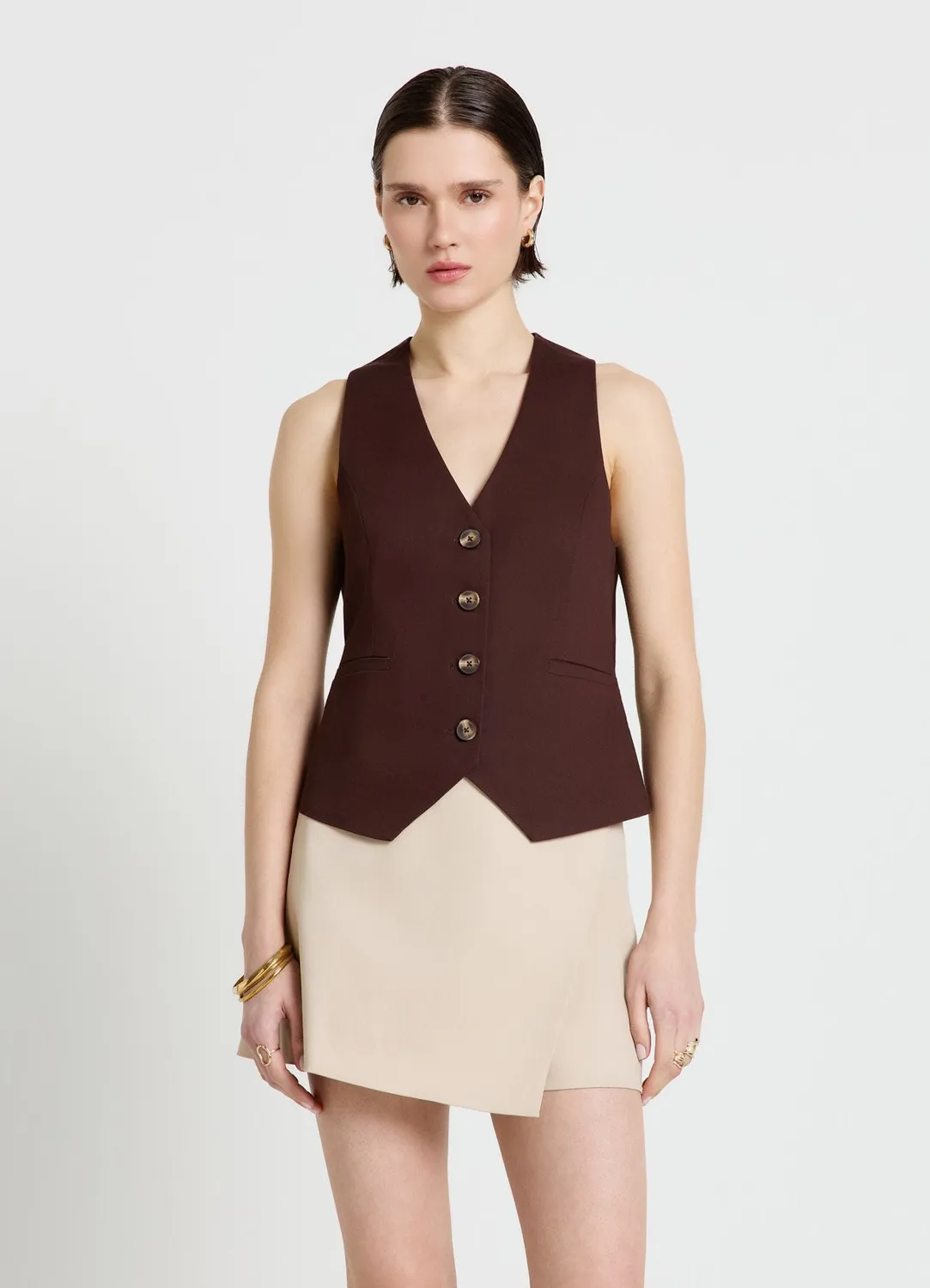 Calliope jupe-short portefeuille uni femme taille haute