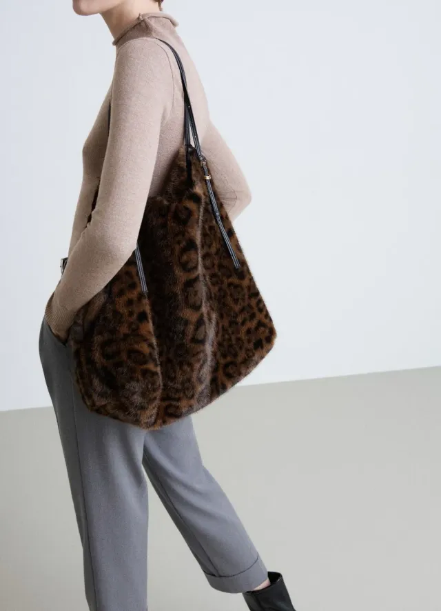 Calliope sac shopper femme effet fourrure animalier