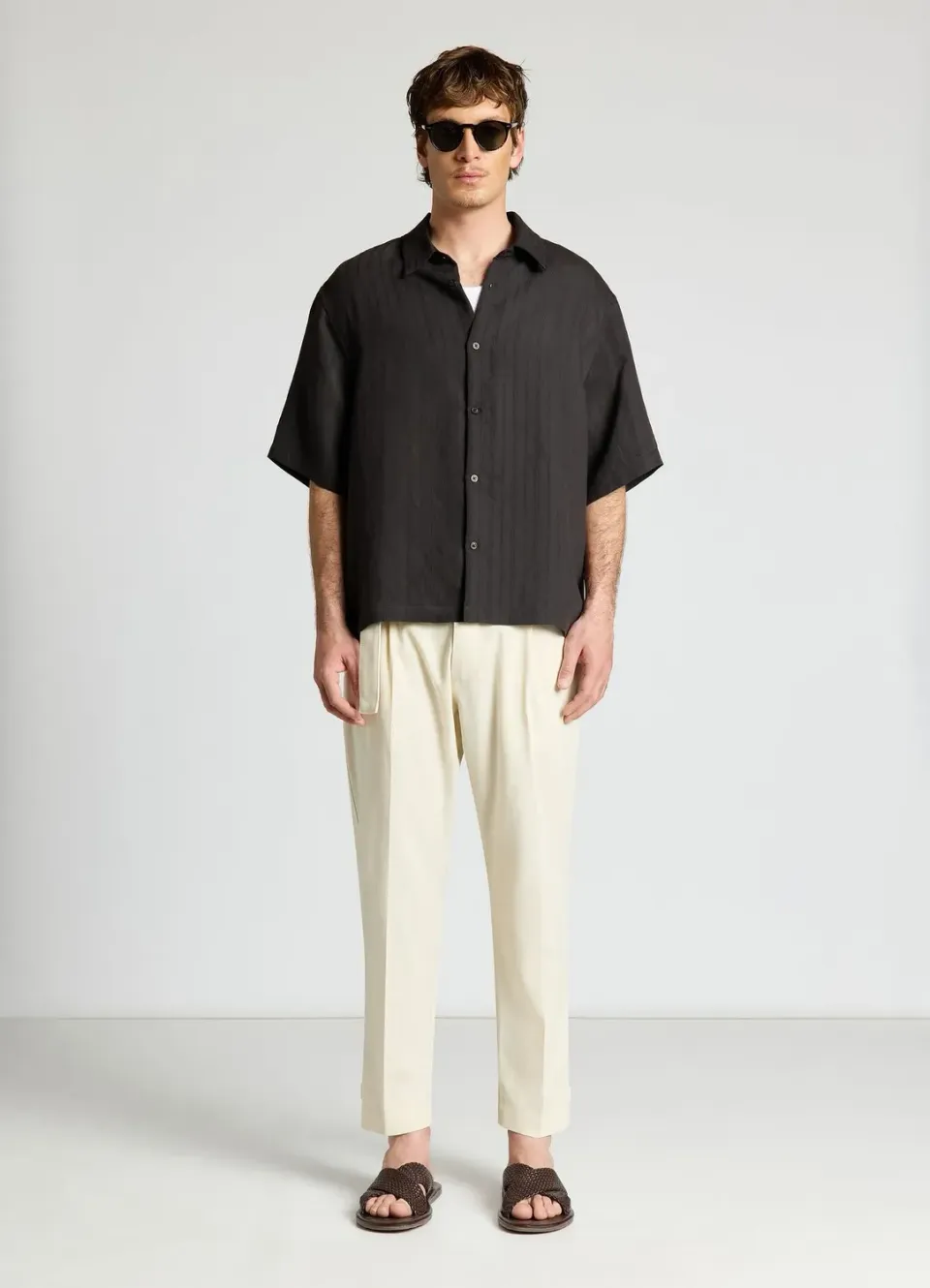 Calliope chemise boxy fit rayures homme manches courtes coton