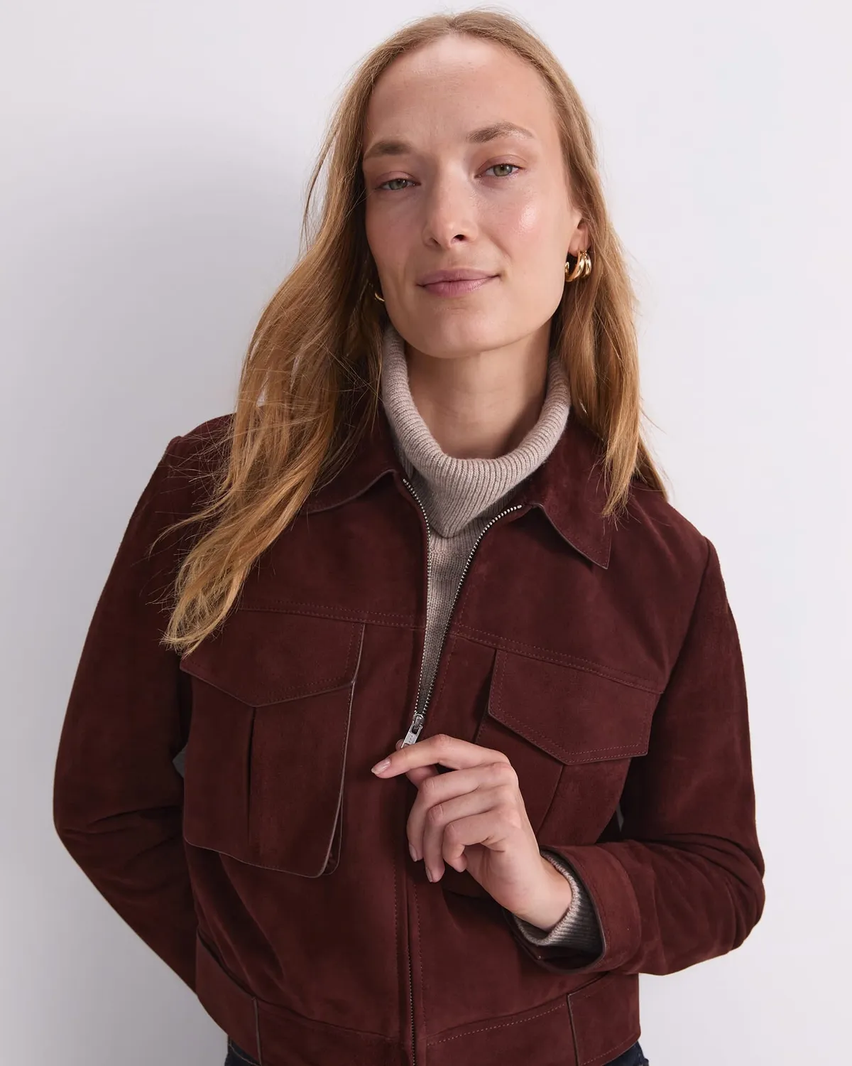Sportscraft Lolita veste suède agneau cropped