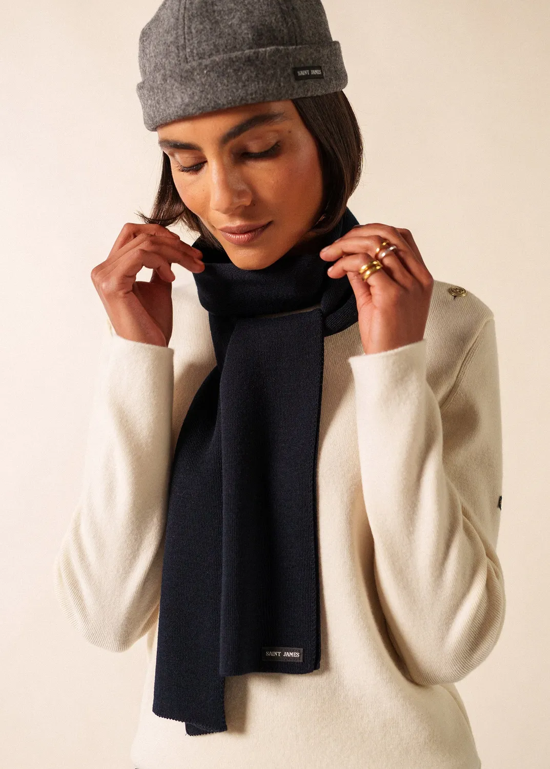 Saint James Duguay écharpe mixte laine navy