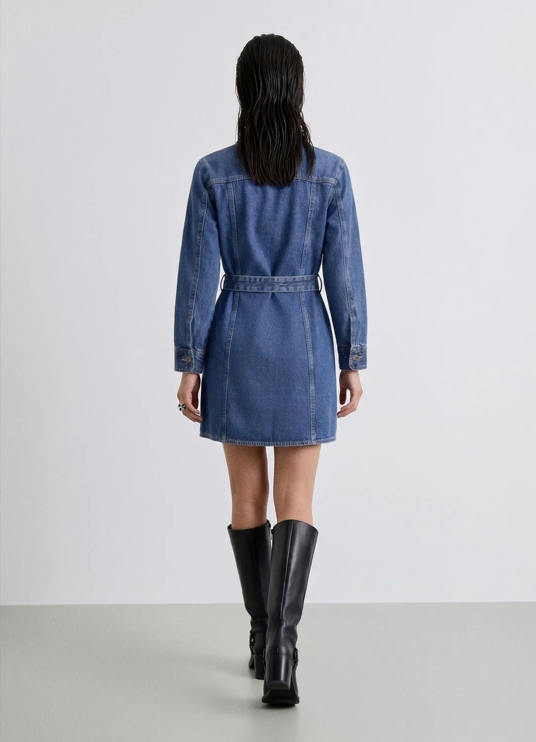 Calliope robe chemisier denim femme ceinture mini