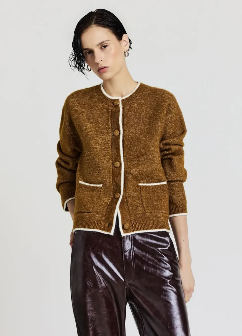 Calliope cardigan col rond femme boutonné poches