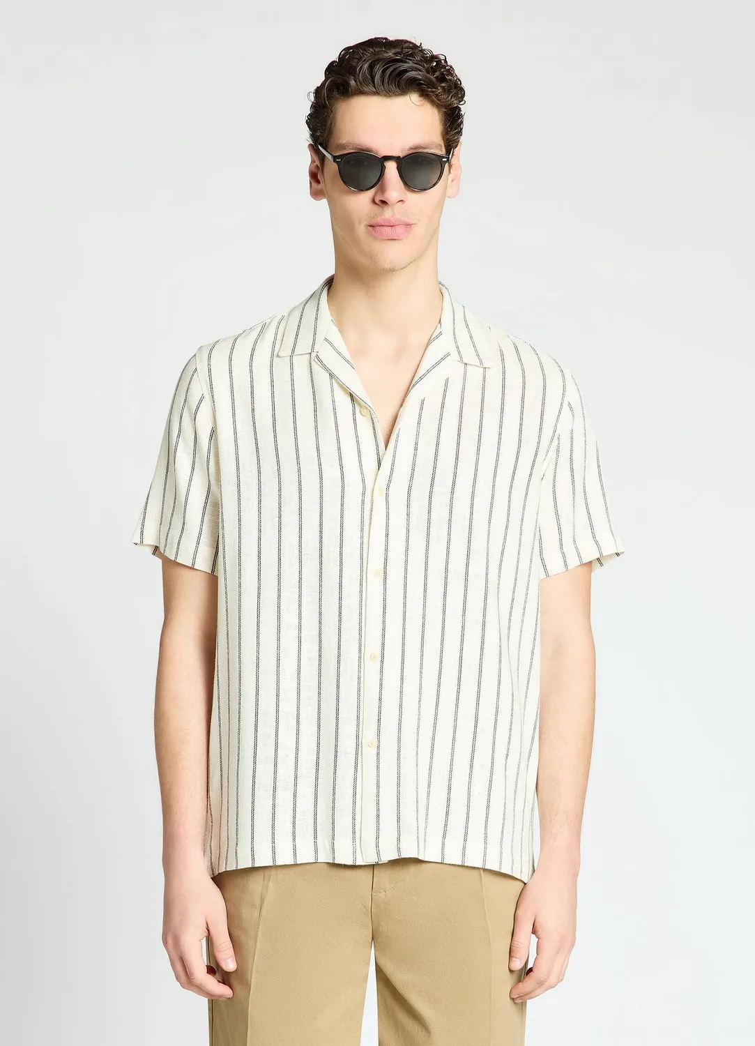 Calliope chemise bowling homme à rayures manches courtes