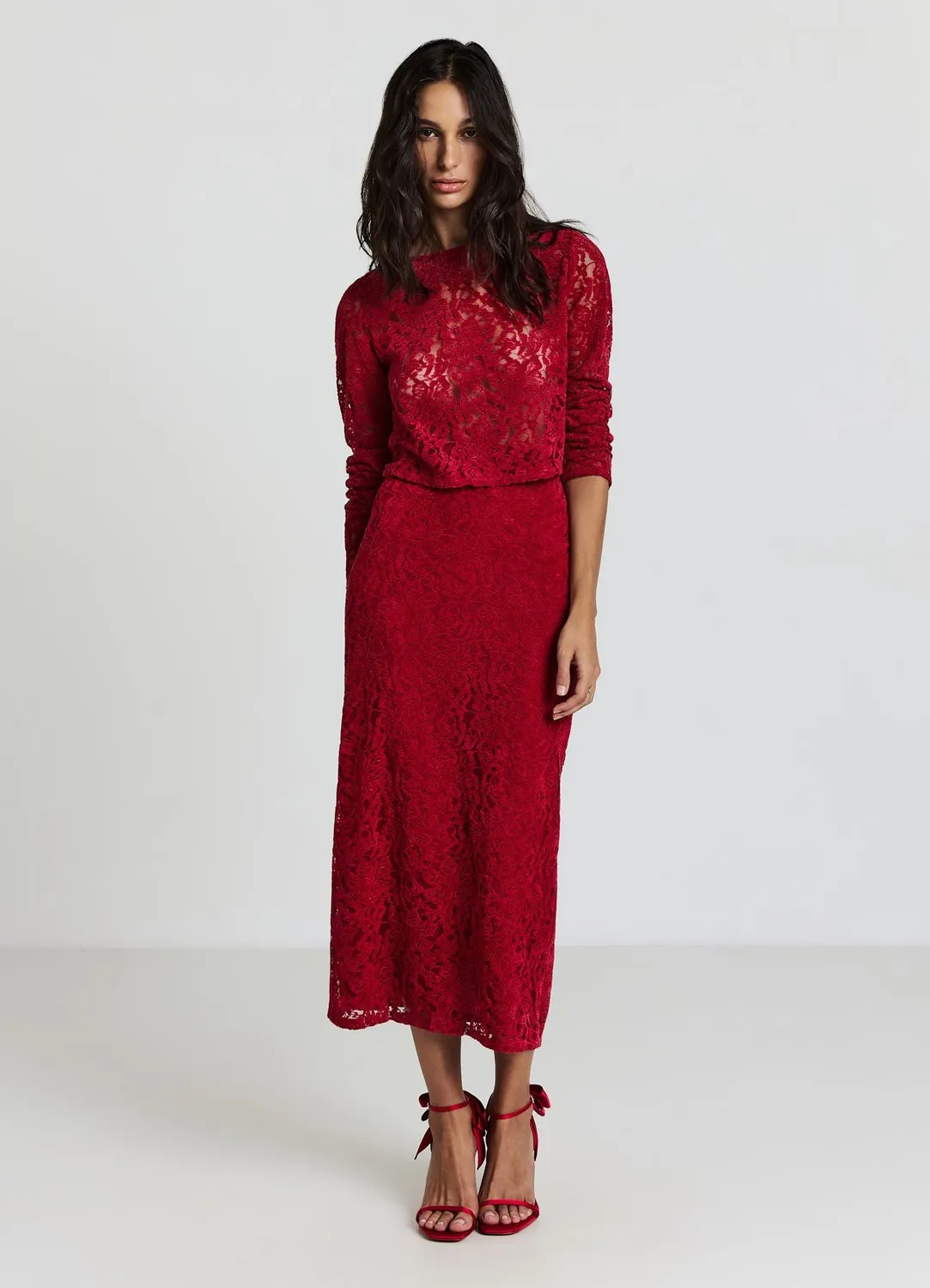 Calliope blouse dentelle floccato femme manches longues