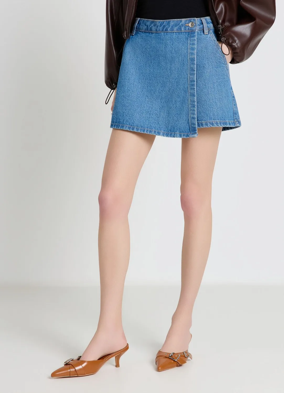 Calliope Jupe-Short Denim Femme Poches Bouton