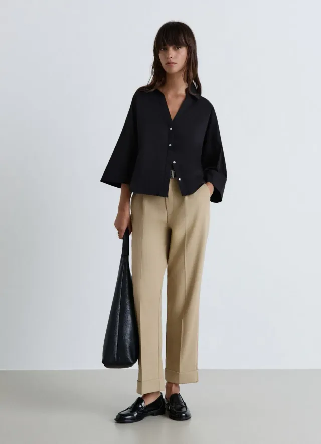 Calliope chemise oversize col V manches courtes femme