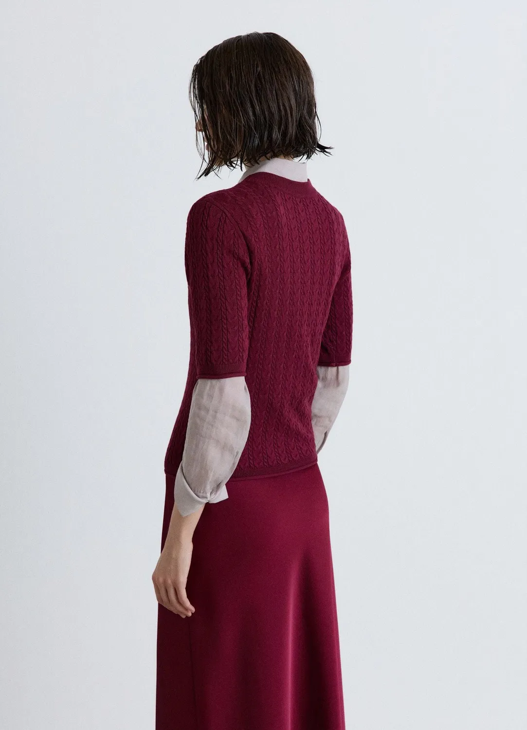 Calliope T-Shirt Maille Tressée Femme Boutons Épaule