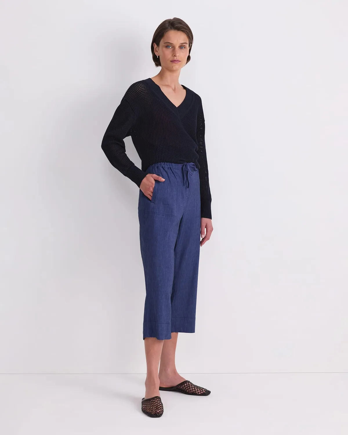 Sportscraft Rosa Crop pantalon lin cropped femme