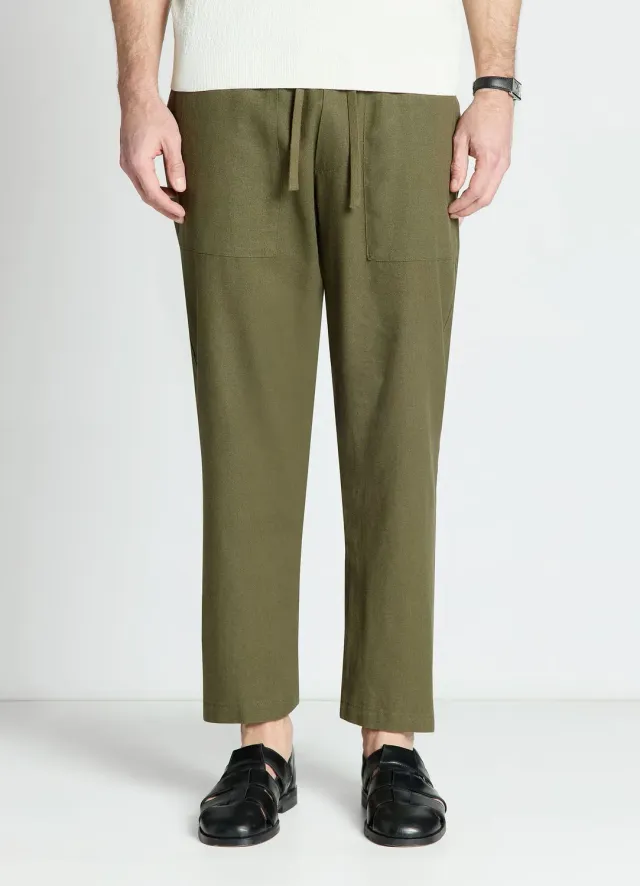 Calliope pantalon jogger homme lin uni taille élastique