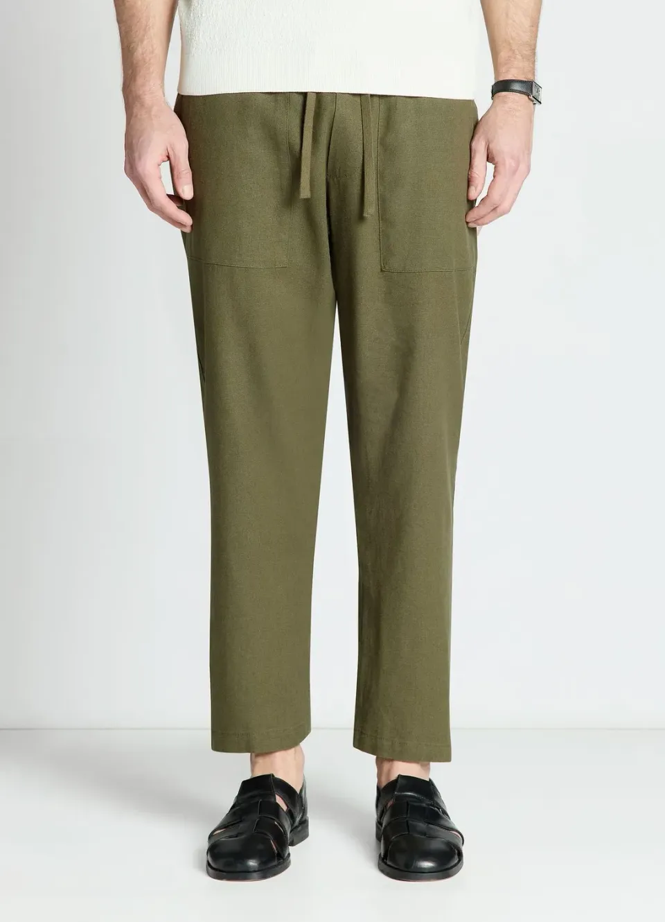 Calliope pantalon jogger homme lin uni taille élastique