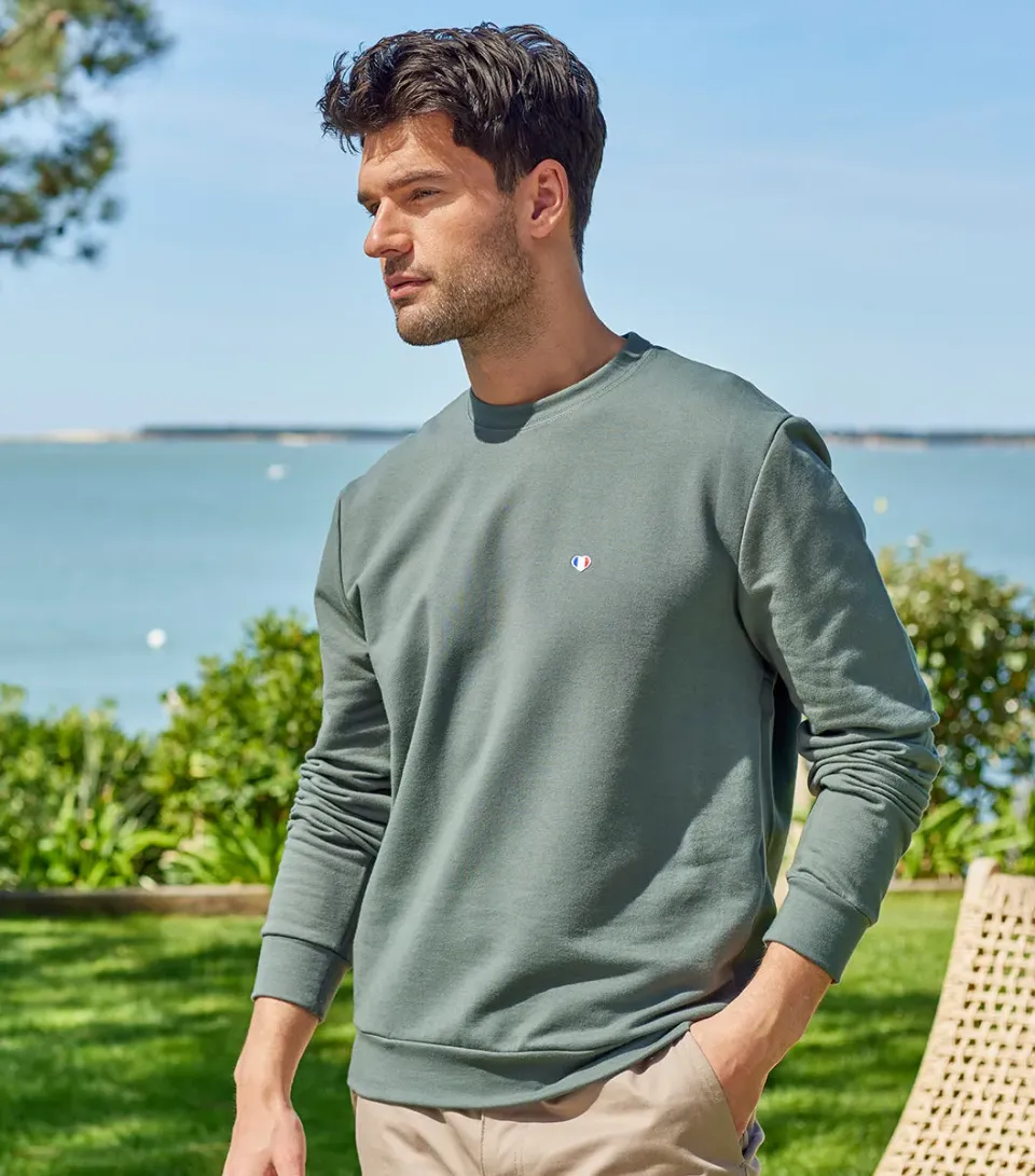 Cocorico Iconique sweat homme sauge coton