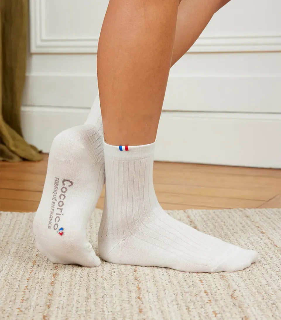 Cocorico chaussettes femme écru laine chaude