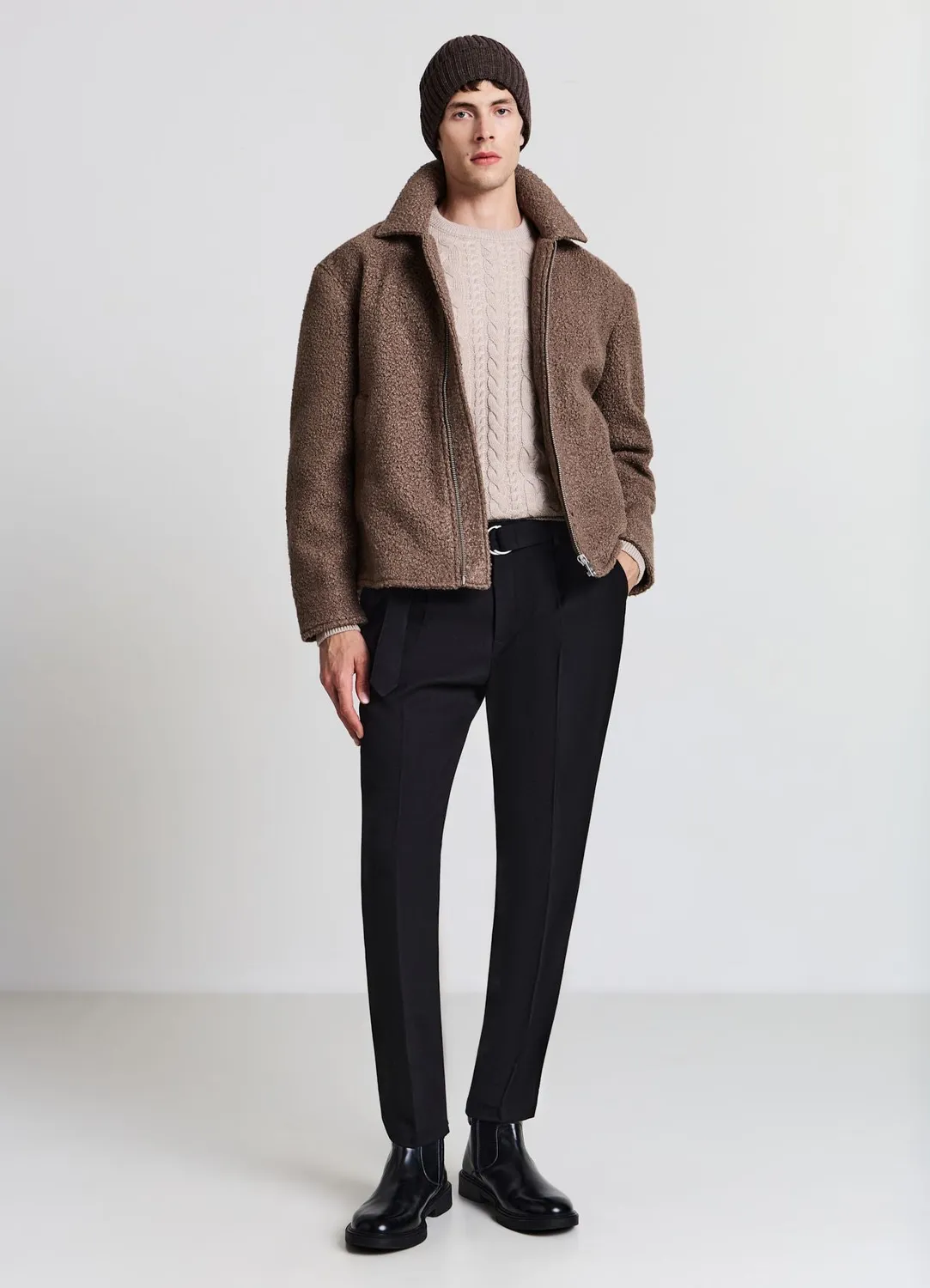 Calliope blouson bouclé homme zip col revers