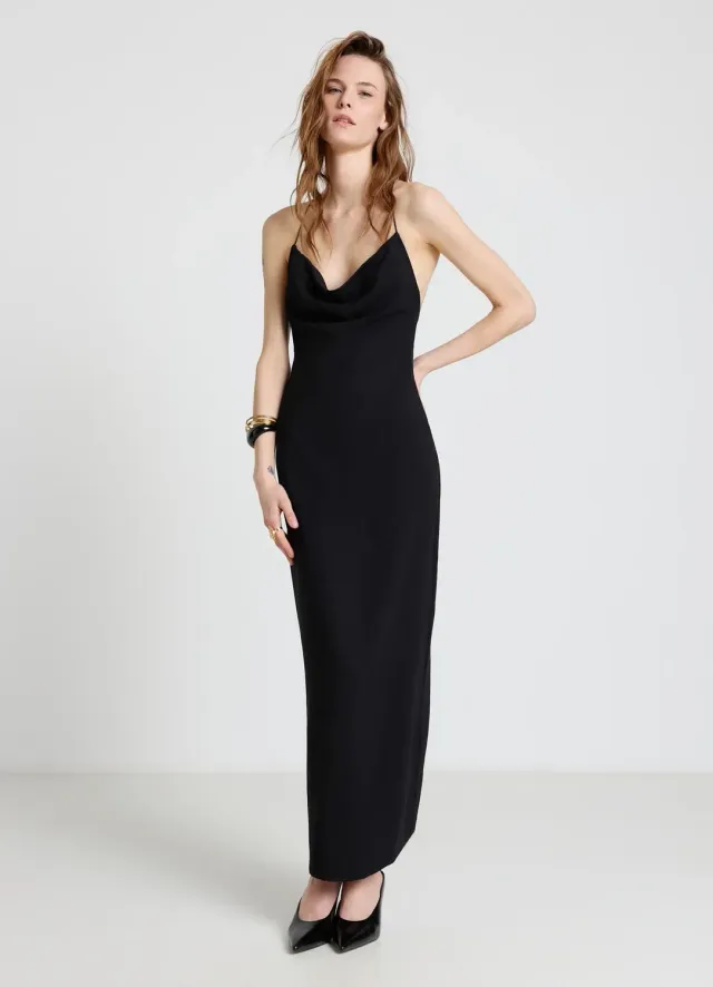 Calliope robe longue fente femme bretelles croisées
