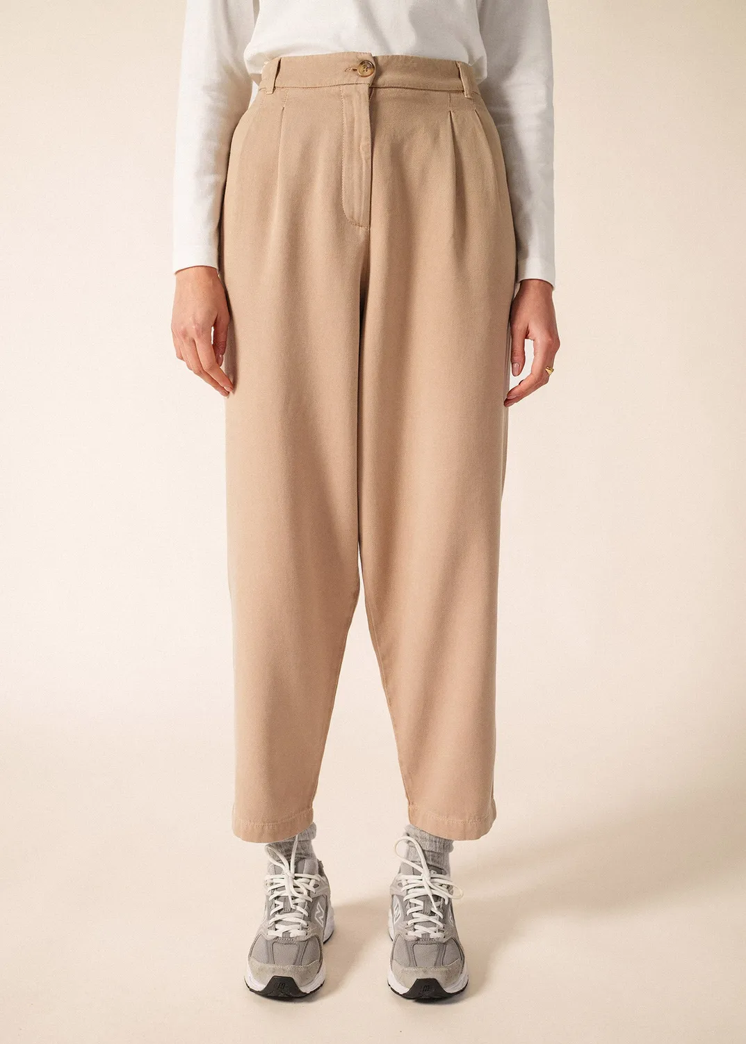 Saint James Barrel pantalon beige foncé coton