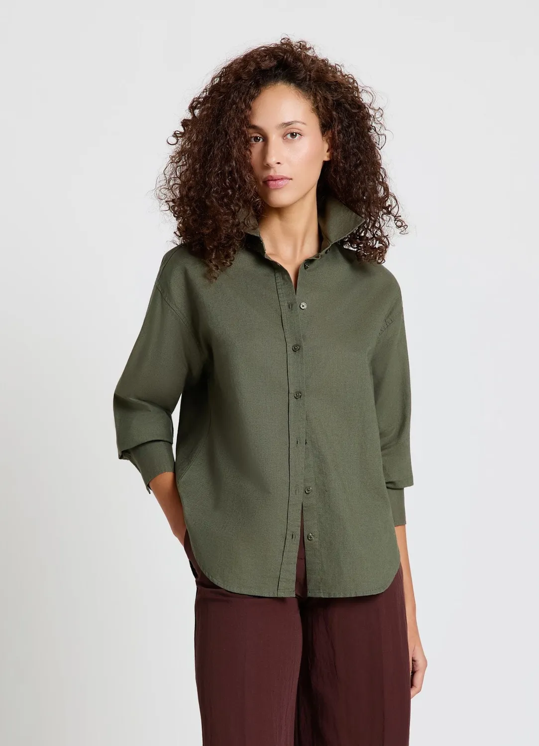 Calliope chemise unie lin femme regular manches longues
