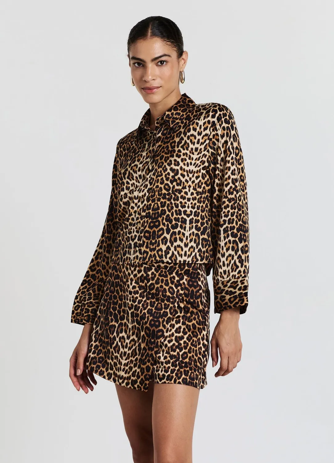 Calliope chemise satinée femme kimono animalier