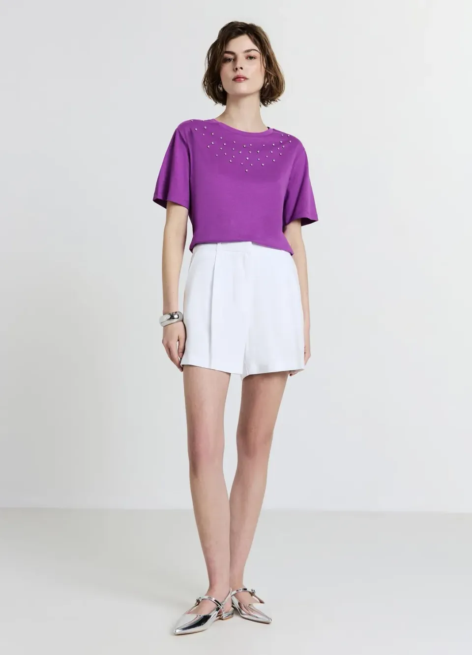 Calliope t-shirt strass coton uni femme