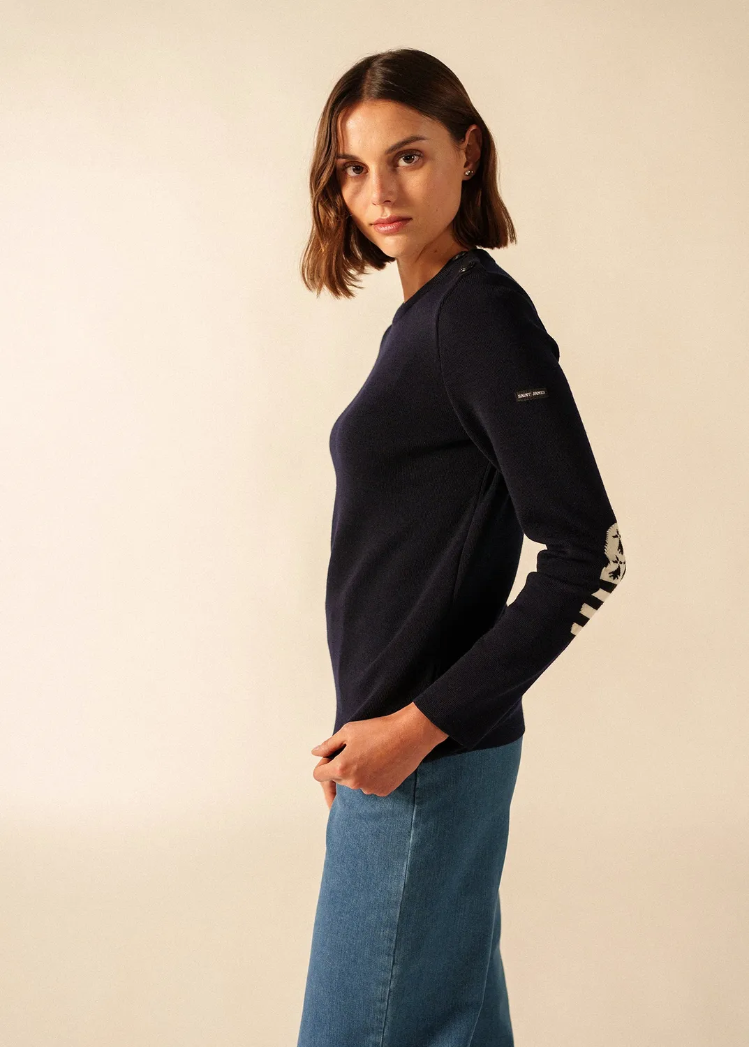 Saint James Brégançon pull marin navy-multico 100% laine