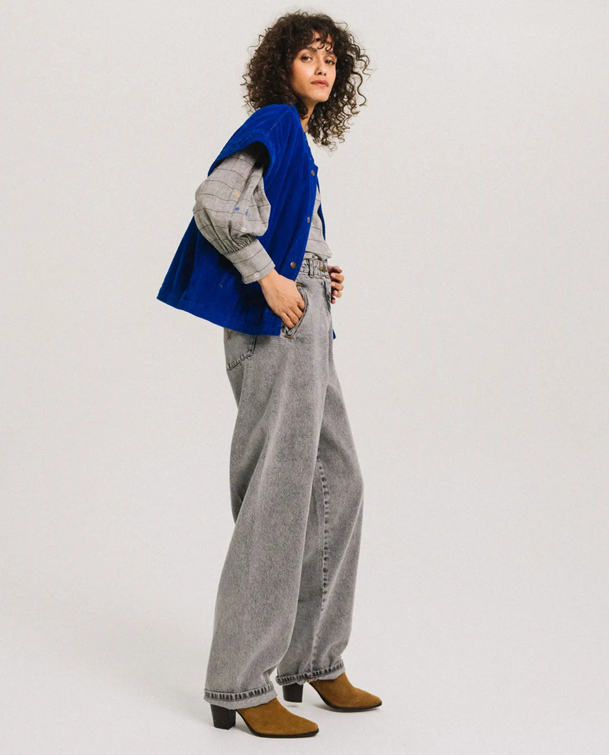 TINSELS FEDISON NUAGE jean barrel coton gris