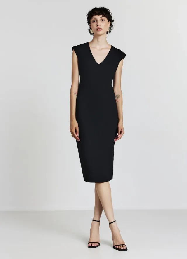 Calliope Atelier robe fourreau col V unie femme