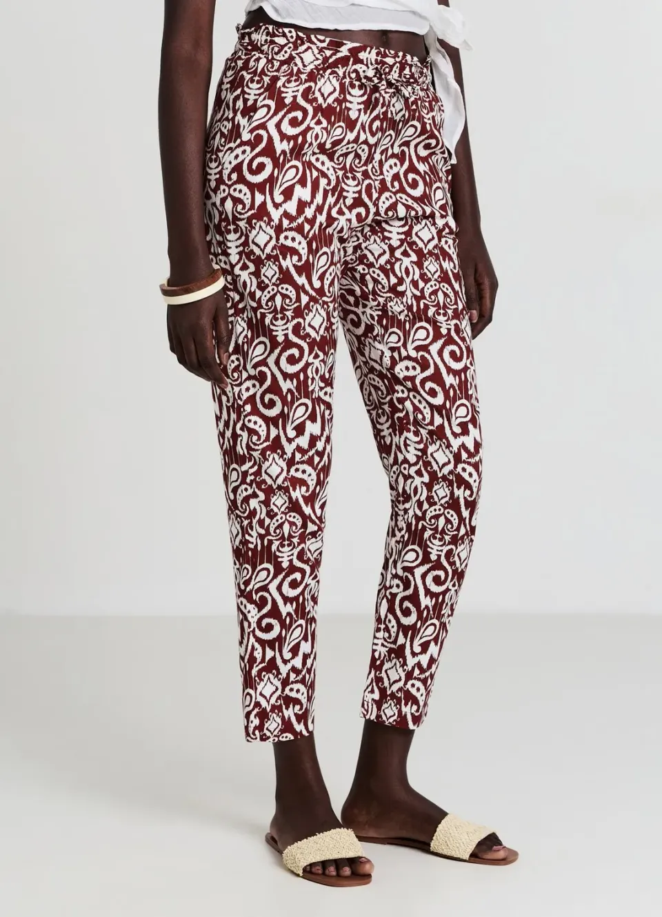 Calliope pantalon imprimé femme cordon taille regular
