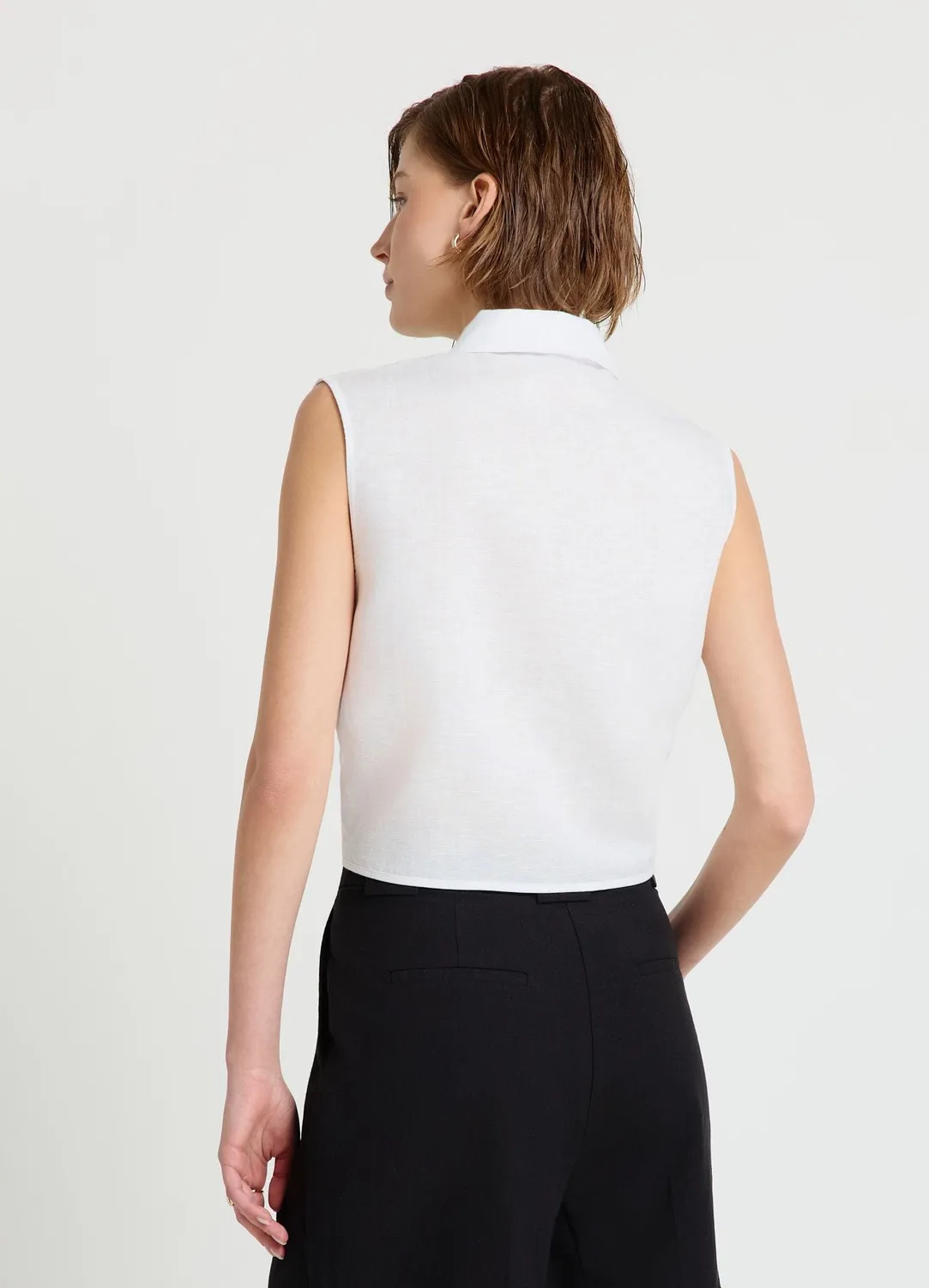Calliope chemise lin sans manches nœud été