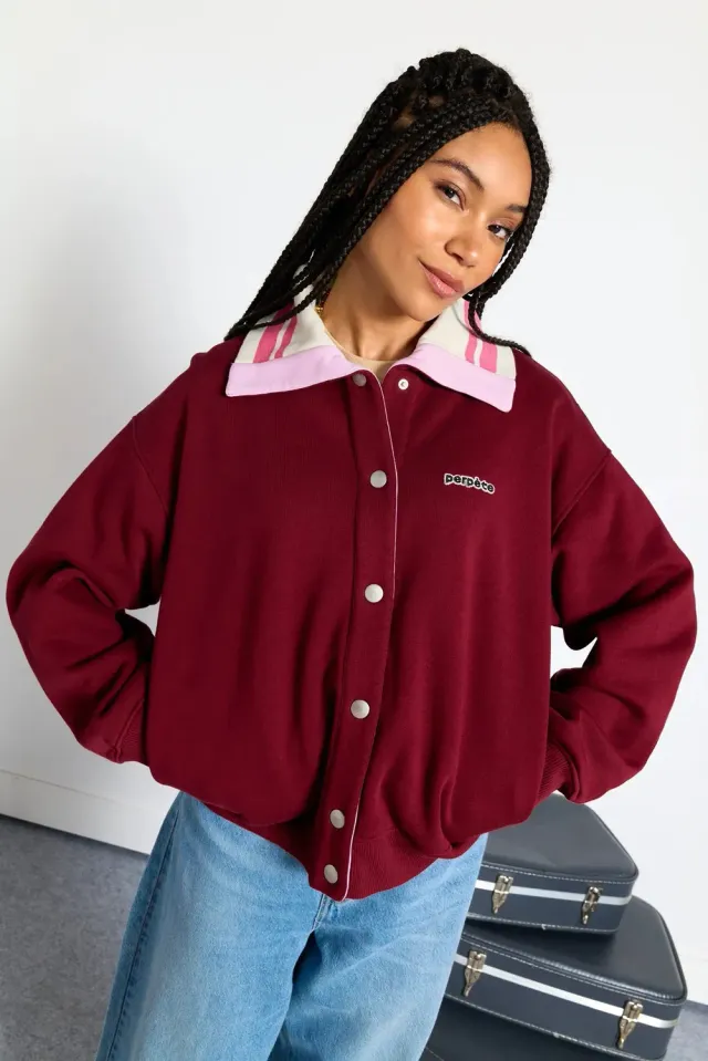 Perpète veste Sarah bordeaux molleton coton bio