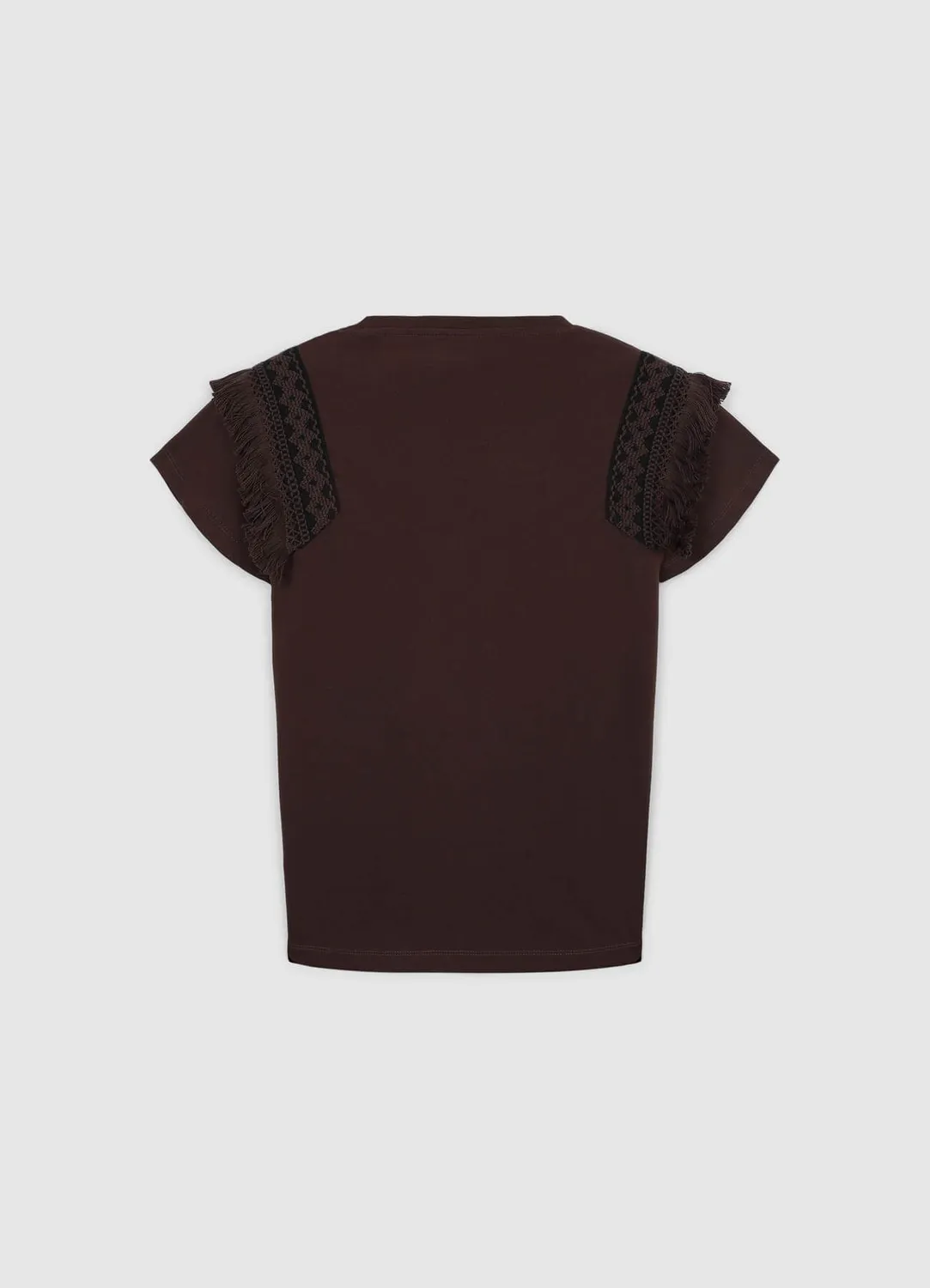 Calliope T-shirt Passementerie Femme Coton Col Rond