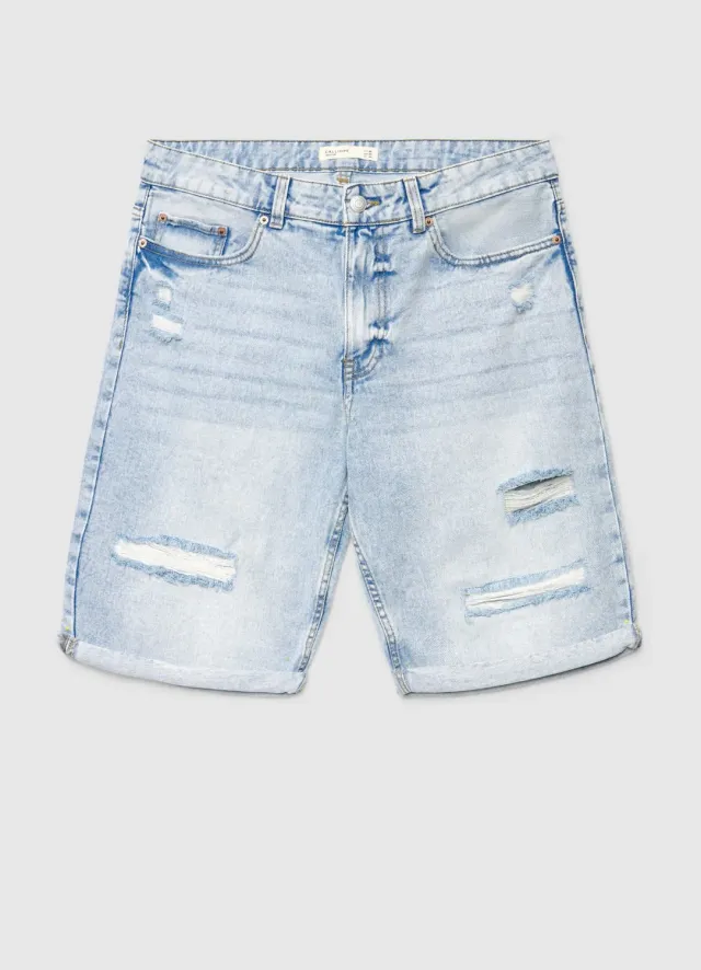 Calliope short jean déchiré homme ourlet revers