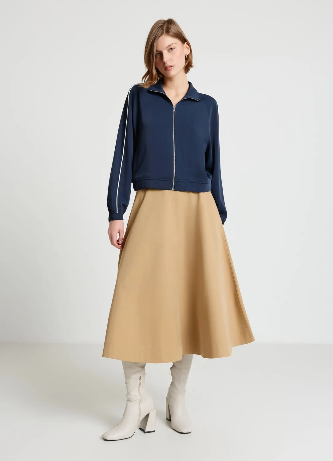Calliope sweat zippé femme col montant profils contrastés