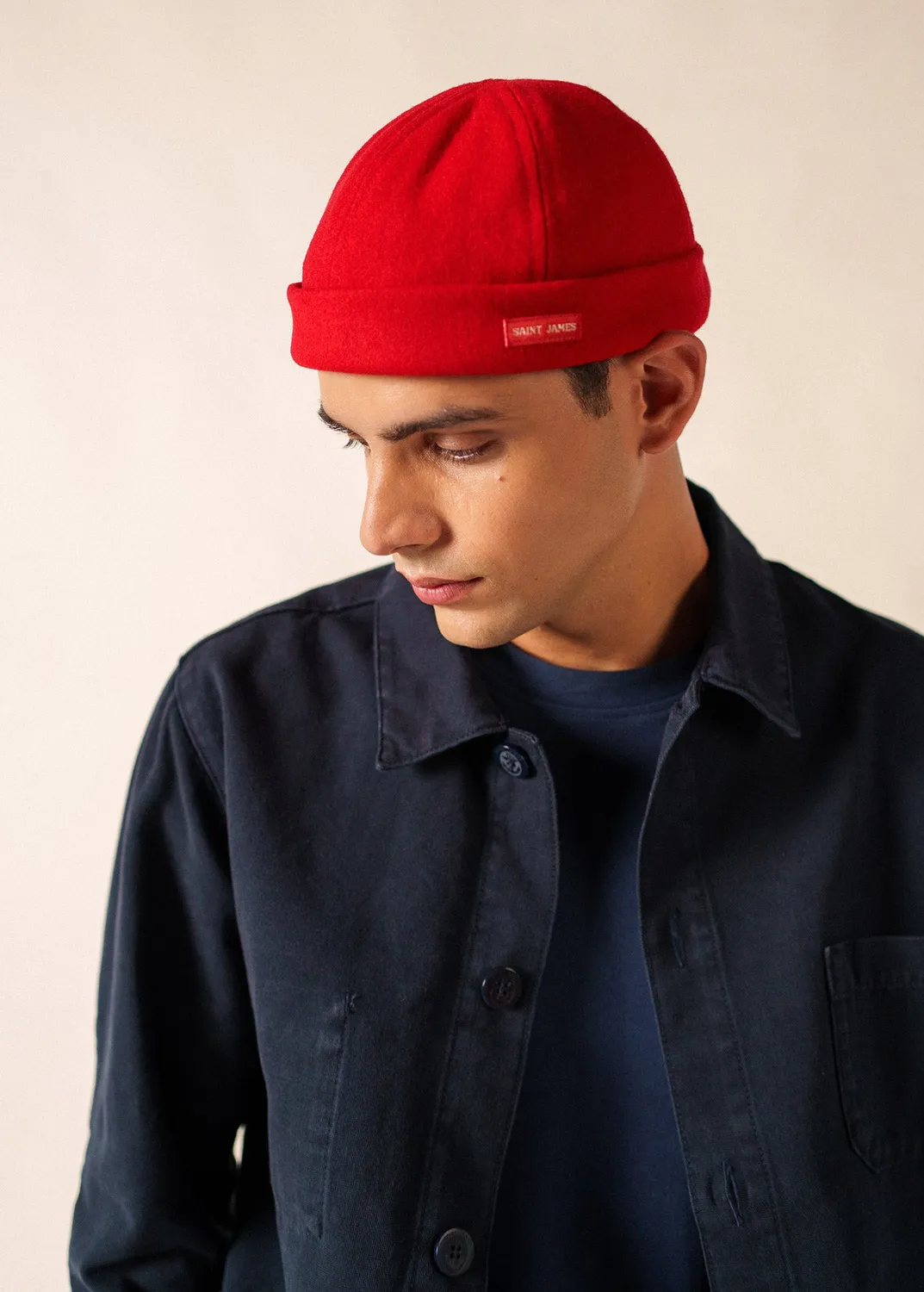 Saint James Miki bonnet marin rouge laine