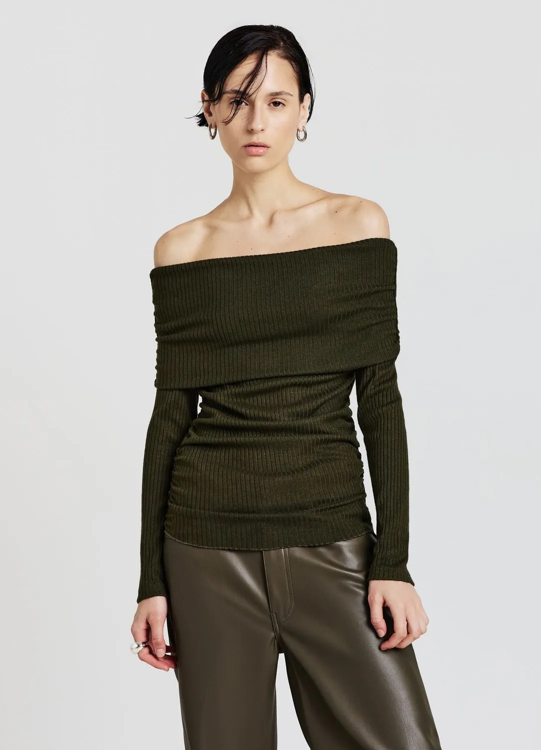 Calliope t-shirt épaules dénudées femme côtelé