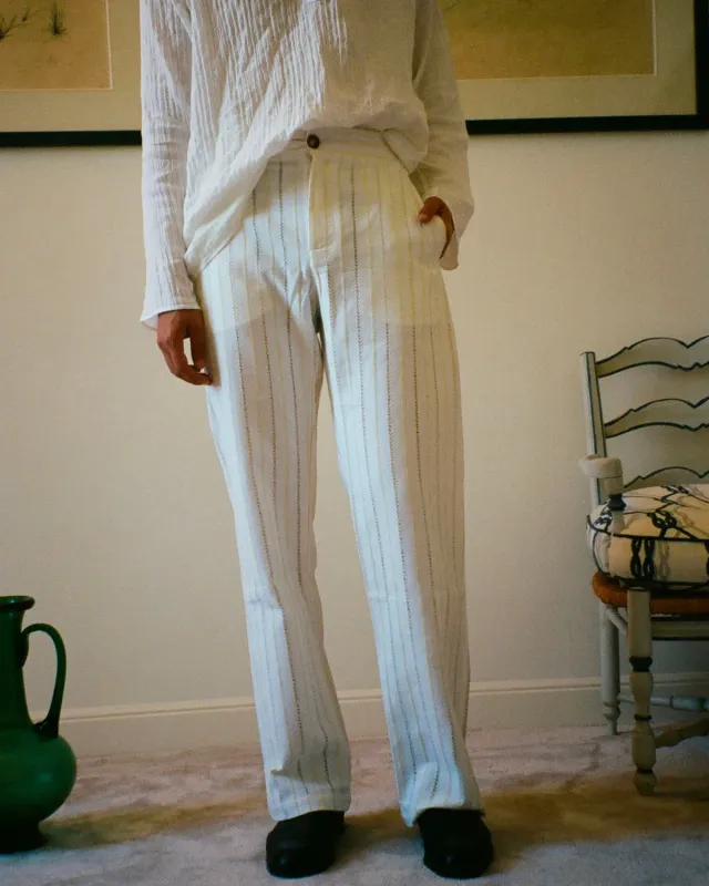 Erevan Capon pantalon rayures crème