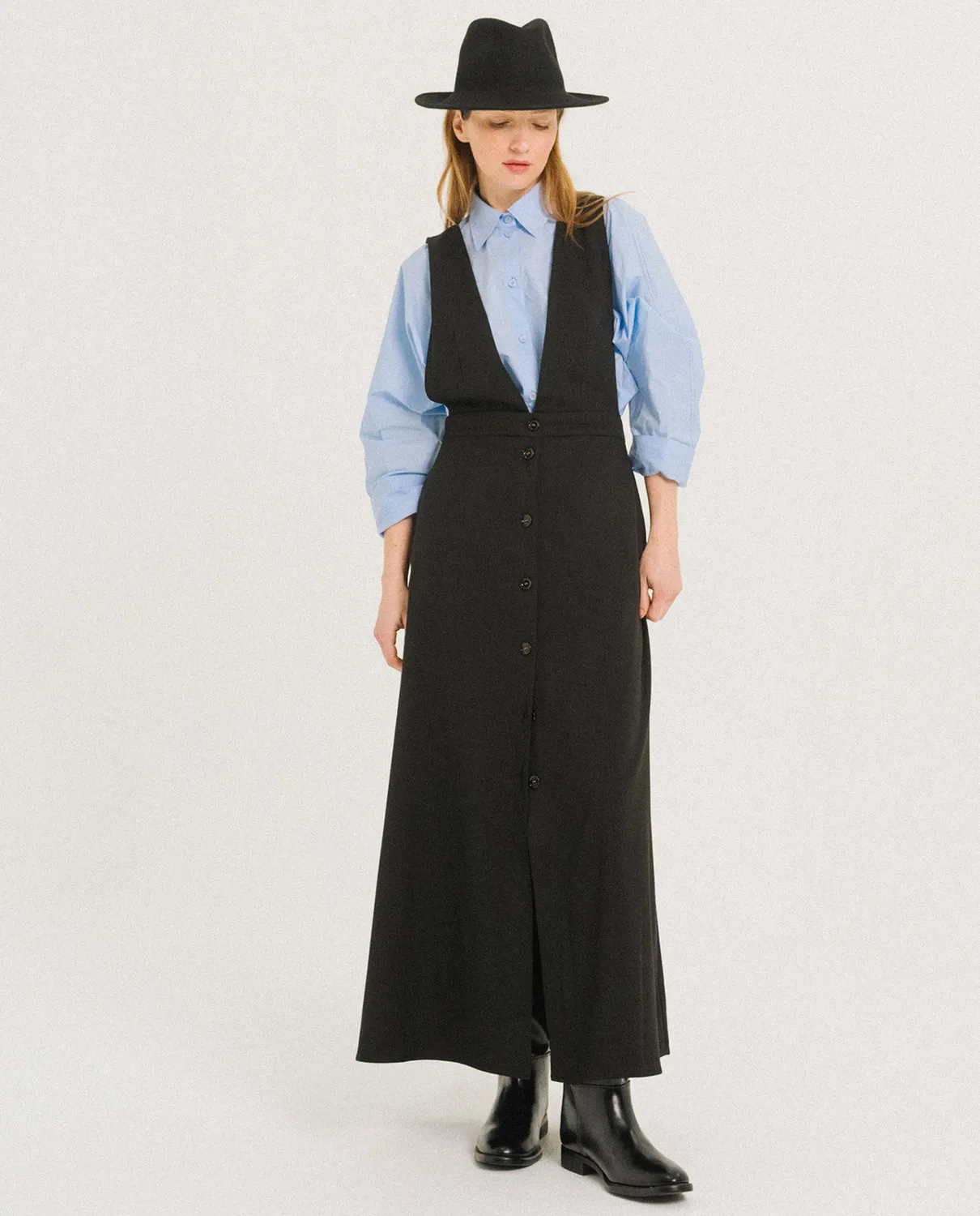 Tinsels Fatou robe chasuble noir gabardine