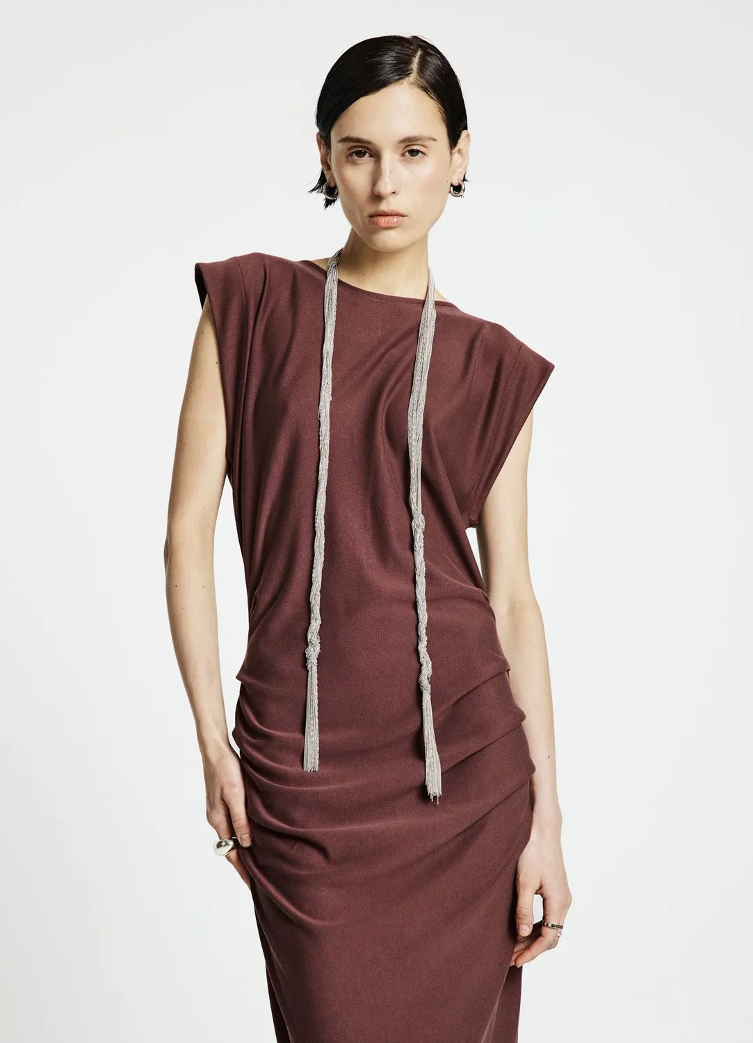 Calliope robe midi moulante femme drapée