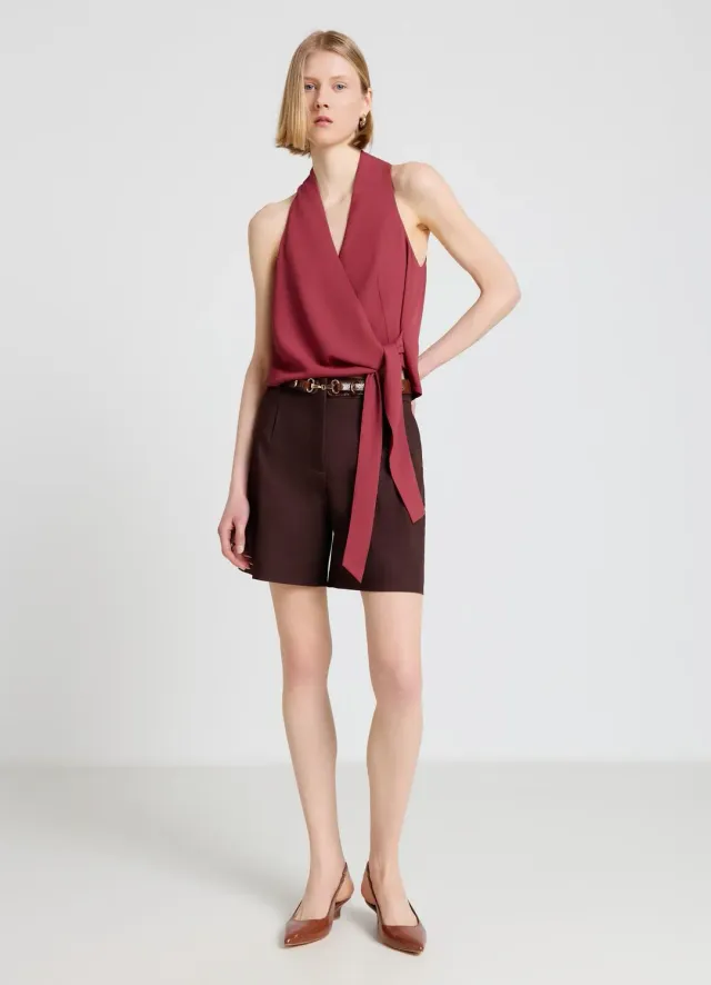 Calliope bermuda femme taille haute uni bureau