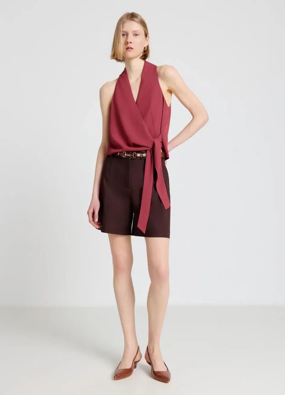 Calliope bermuda femme taille haute uni bureau