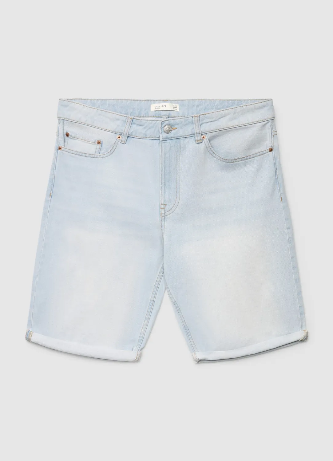 Calliope short jean délavé homme à revers coton